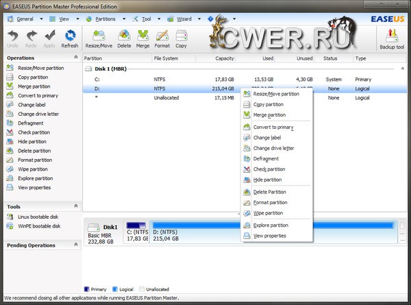 EASEUS Partition Master Professional 9